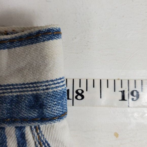 Vintage Striped Shorts 16 Womens Denim Forelli USA Mom Jorts Cotton 90s Wide Bag - Picture 8 of 13